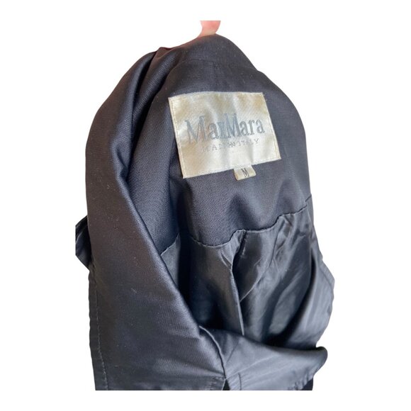 Max Mara medium black rain jacket trench coat flat buttons water resistant - Picture 9 of 9